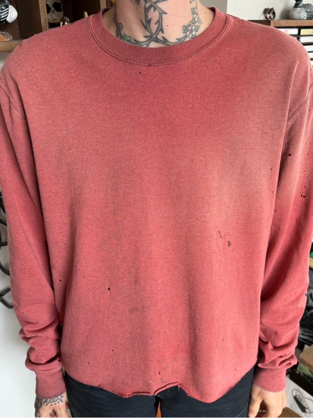 Carhartt K231 Faded Cropped Boxy Distressed Long Sleeve Tee ~ Size Small